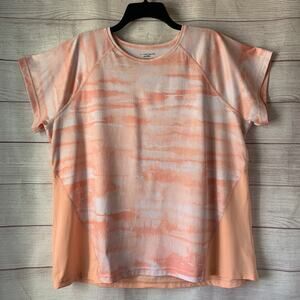 Tek Gear Peach and White Marbled Tie Dye Short Sleeve Athletic Shirt Dry Tek XXL
